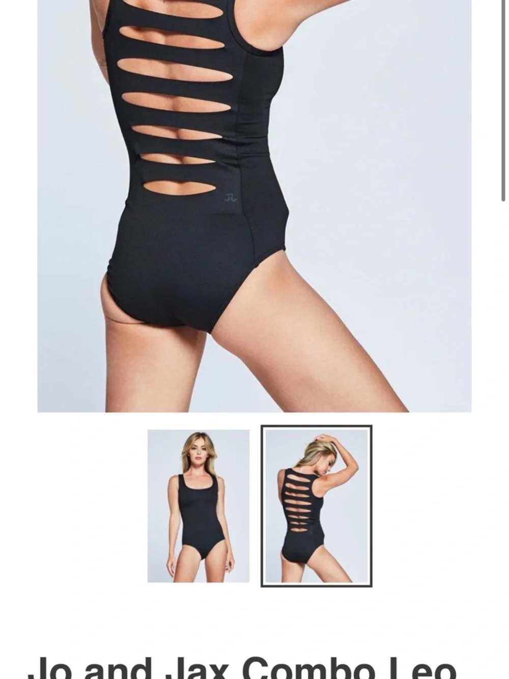 Jo+Jax Black Cutout Back One-Piece Combo leotard - Picture 4 of 4